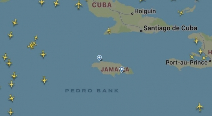 Espacio aéreo de Jamaica completamente vacío debido a las cancelaciones provocadas por la huelga de controladores | Foto: Flightradar24