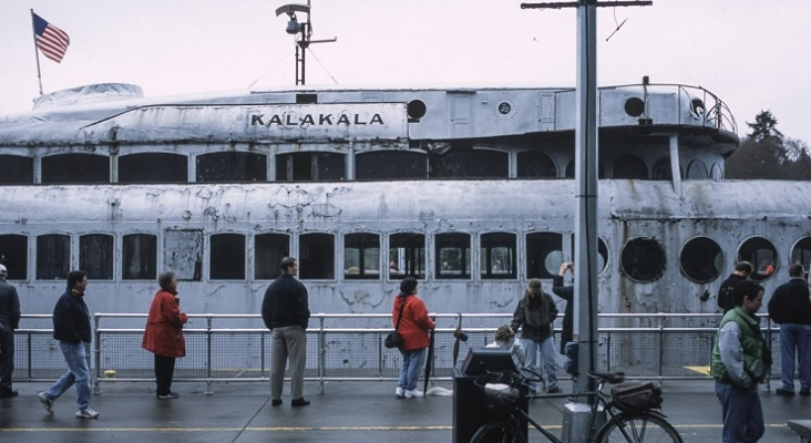 MV Kalakala, donde se puede apreciar la antena que corresponde al primer radar comercial para barcos. Foto Geoff Robinson