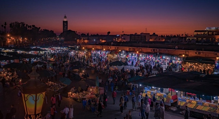 Plaza Fna de Marrakech, en Marruecos