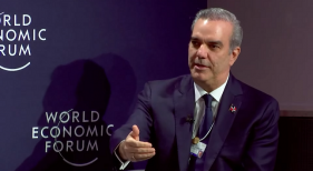 Luis Abinader, presidente de República Dominicana durante su intervención en el Foro Económico Mundial de Davos (Suiza).