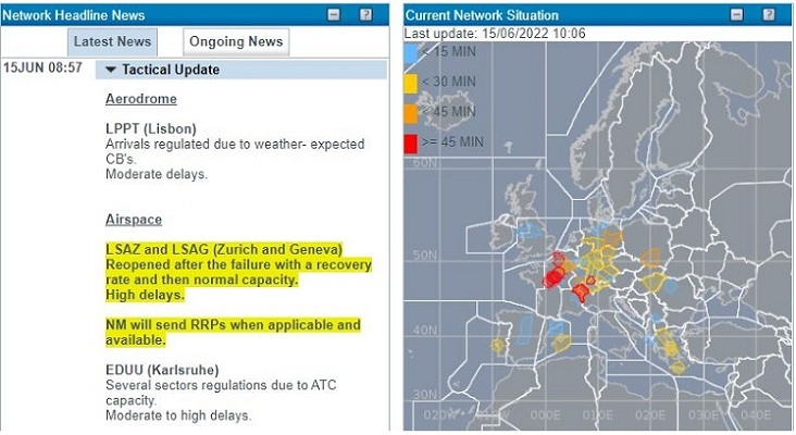 Aviso de la apertura del espacio aéreo y estado actual de los cielos Eurocontrol