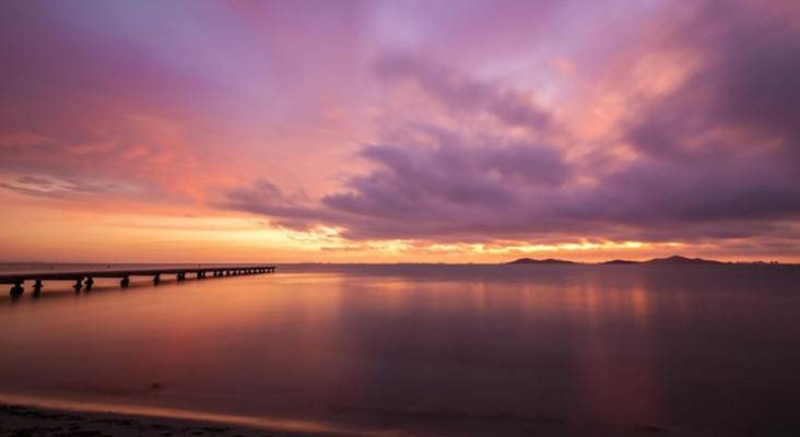 Vistas del amanecer en el Mar Menor, Murcia