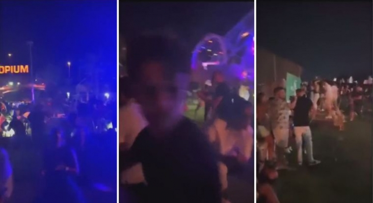 Capturas de un vídeo en el que puede verse a la gente huyendo tras los disparos y agolpada en la puerta de la discoteca Opium de Marbella (Málaga)