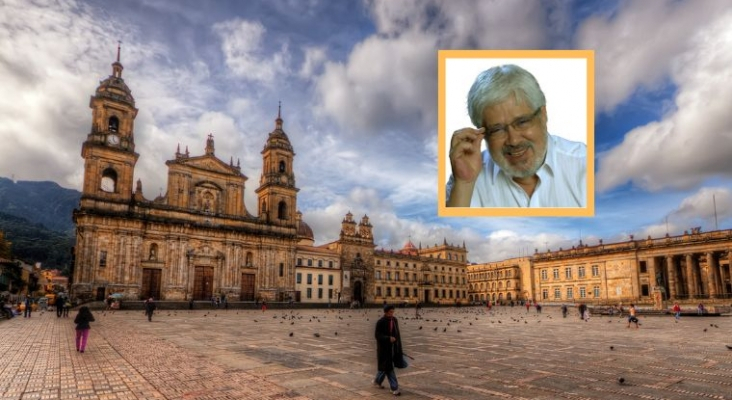 El nuevo ministro de Turismo colombiano, Germán Umaña. De fondo, la Plaza de Bolívar, donde tomó posesión el nuevo Gobierno | Fotos: Dranzer9008 (CC BY-SA 4.0) / Pedro Szekely (CC BY-SA 2.0)