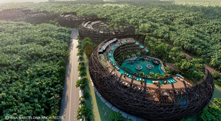 Arquitectos diseñan un hotel con forma de nido en plena selva de Tulum (México)
