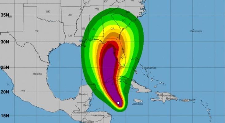 Probabilidades de la velocidad del viento del huracán Ian a su paso por Cuba y el Caribe | Foto: Centro Nacional de Huracanes de Estados Unidos (NHC)