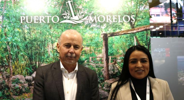 Blanca Merari, presidenta municipal de Puerto Morelos, y Jesús Almaguer, presidente de la Asociación Hotelera de Cancún, Puerto Morelos e Isla Mujeres