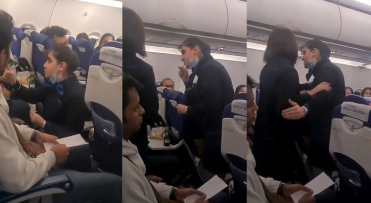 Una azafata y un pasajero pelean a bordo en un avión de Turkish Airlines
