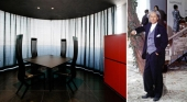 A la izquierda, una de las salas diseñadas por Arata Isozaki en el hotel Puerta América de Madrid / A la derecha, el propio Arata Isozaki | Foto: GianAngelo Pistoia (CC BY-SA 4.0)