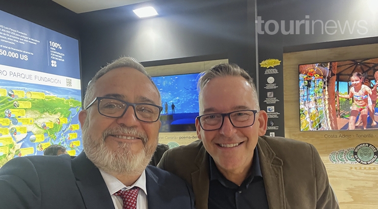 Ignacio Moll, CEO de Tourinews, y Arno Richarzt, CEO del receptivo de Viajes Canarias Europa. Foto: Tourinews©