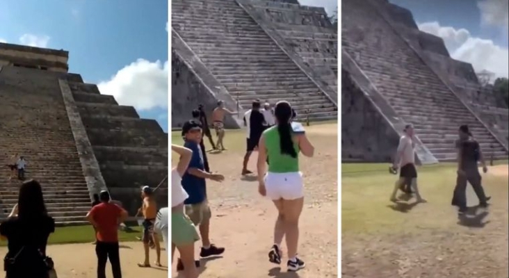 La historia se repite: otro turista sube al templo de Kukulkán (México) y le golpean con palos