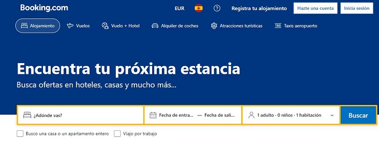 Página web Booking