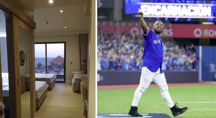 A la izqda., una habitación del Hotel Hilton Garden Inn La Romana / A la dcha. el ex jugador de béisbol, Edwin Encarnación | Foto: Edwin Encarnación vía Instagram