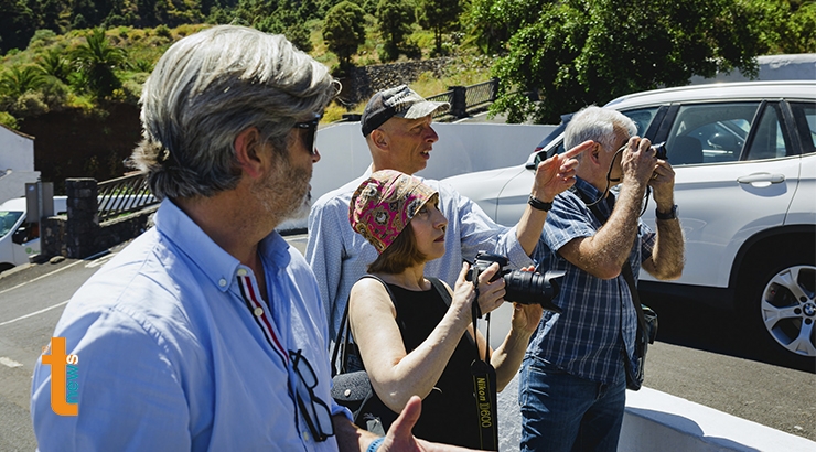 Manuel Acosta, Tourinews - Cornelia Lohs, periodista - Arnold Sondern, guía turístico de la agencia Isla Bonita - Günter Distler, periodista