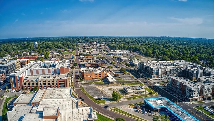 Vista aérea de Overland Park en el estado de Kansas (EE. UU.) | Foto: vía World Atlas