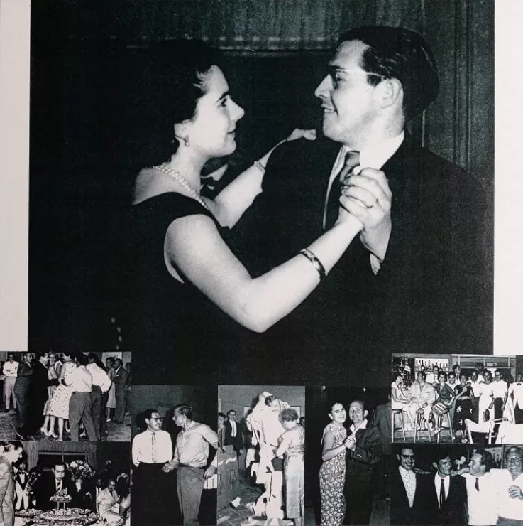 Hay muchas fotografías como esta durante los años 50 y 60 de Pilar Güell y su esposo Luis Riu en la sala de fiestas del hotel San Francisco, donde cada noche organizaban bailes para los clientes