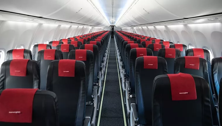 Cabina de un avión de la aerolínea noruega de bajo coste | Foto: Norwegian