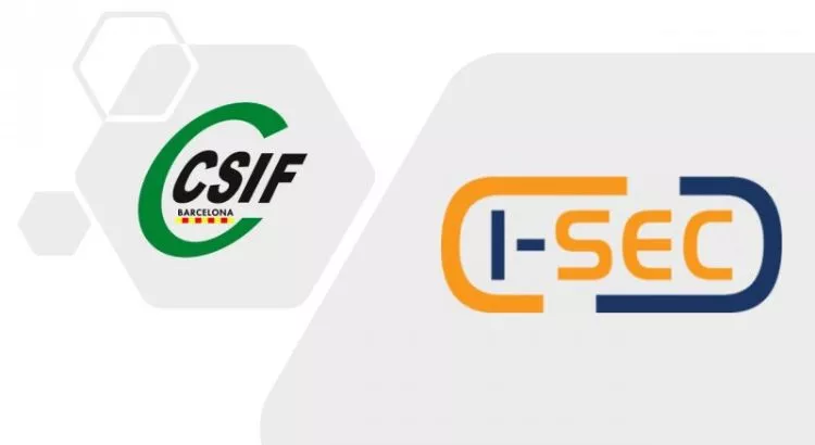 Logos de CSIF Barcelona y I-SEC Aviation Security | Fuente: CSIF