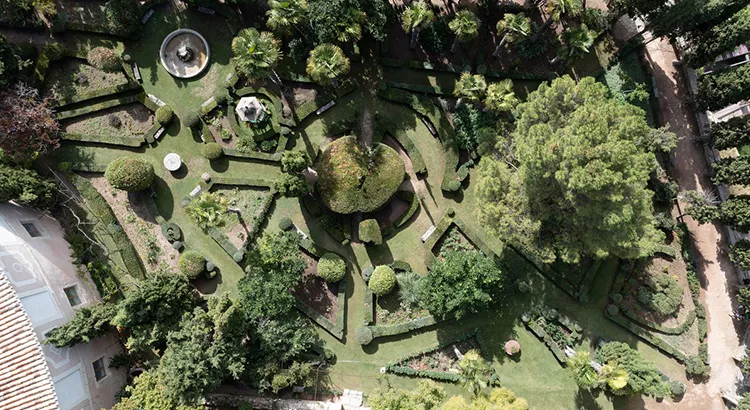 Vista cenital de los jardines de la Real Fábirca de Paños de Brihuega (Guadalajara) | Foto: Cultura Castilla La Mancha
