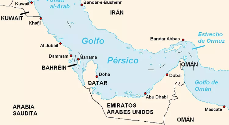 Mapa político de los países del golfo pérsico | Fuente: Hégésippe Cormier (CC BY SA 3.0)