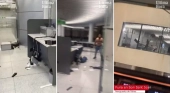 Embriaguez, autolesiones y puñetazos: un pasajero violento siembra el caos en el aeropuerto de Mallorca | Capturas del vídeo de Última Hora