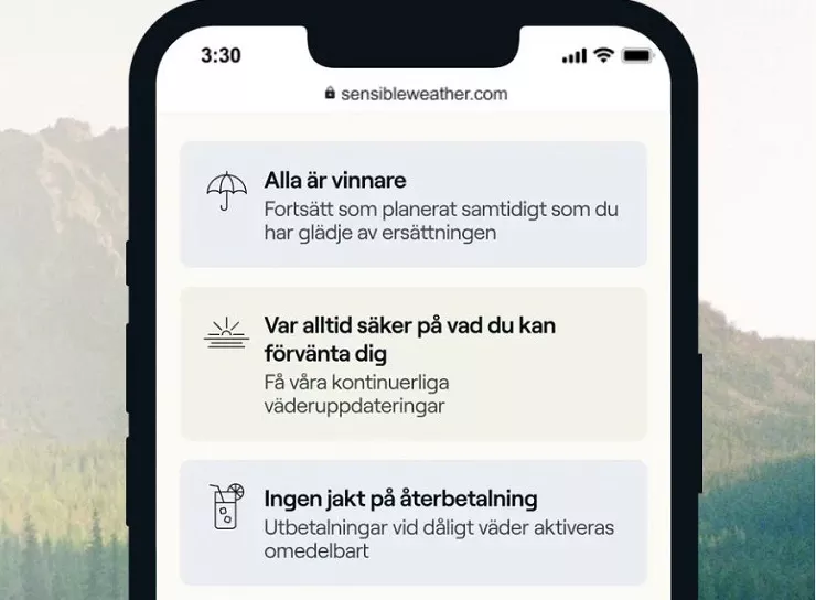 Imagen de la aplicación desarrollada por Sensible Weather para TUI Suecia