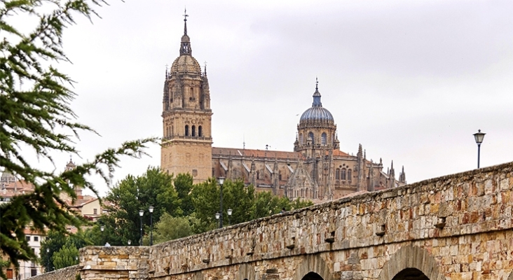 Perspectiva del puente romano y la catedral nueva de Salamanca | Foto: Alison House (CC)