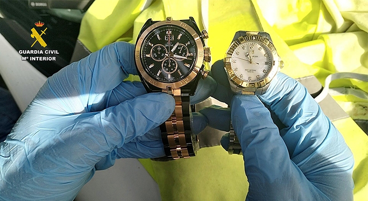 Relojes de alta gama incautados por la Guardia Civil | Foto: Ministerio del Interior