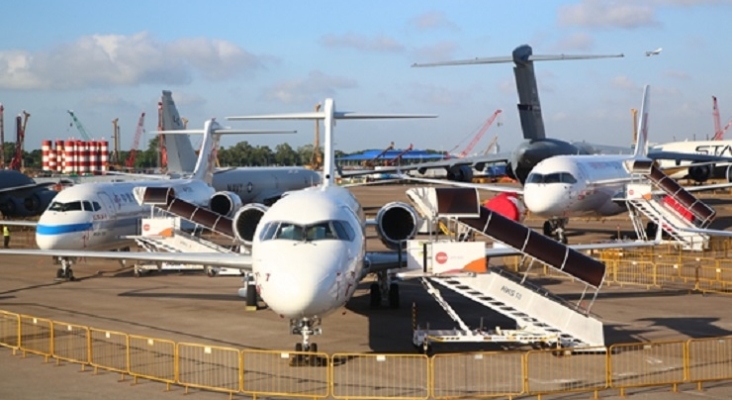 Aviones de la fabricante china COMAC en el Singapore Airshow