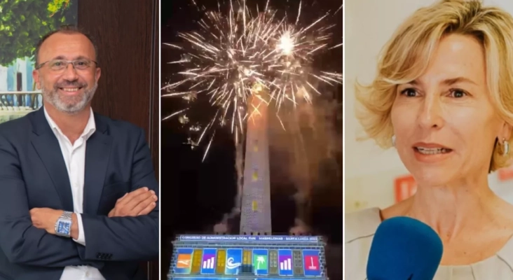 En el centro, un momento del congreso del lujo en el Faro de Maspalomas. A la izquierda, Francisco García, alcalde de Santa Lucía; a la derecha, Conchi Narváez, exalcaldesa de San Bartolomé de Tirajana. | Foto Atlántico Hoy