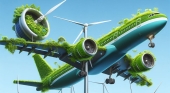 Alegoría del 'greenwashing' que realizan muchas aerolíneas | Foto: IA