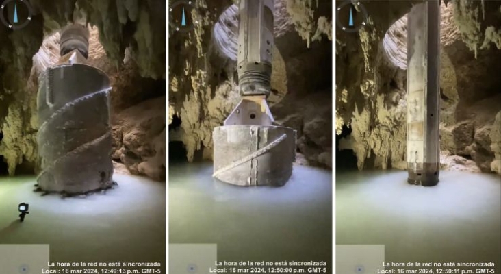 Columnas de hormigón de las obras del Tren Maya perforan los cenotes del Caribe mexicano