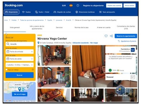 El local se anuncia en Booking como establecimiento turístico. Imagen incorporada al acta El local se anuncia en Booking como establecimiento turístico. Imagen incorporada al acta